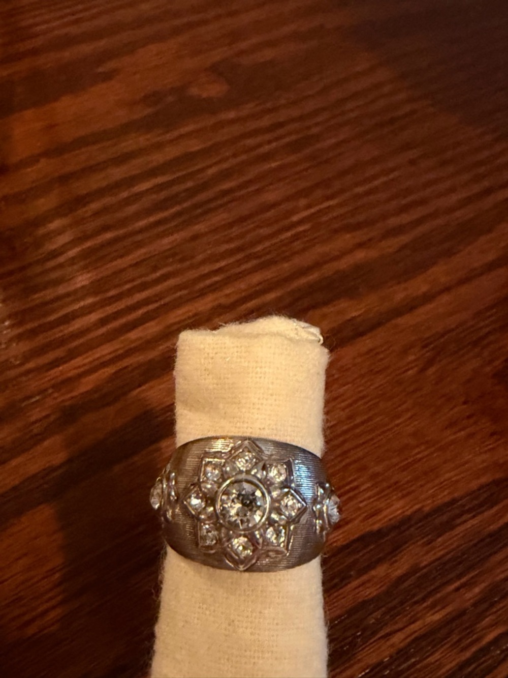 Brighton Silver-Tone Floral Cluster Ring with Clear Stones